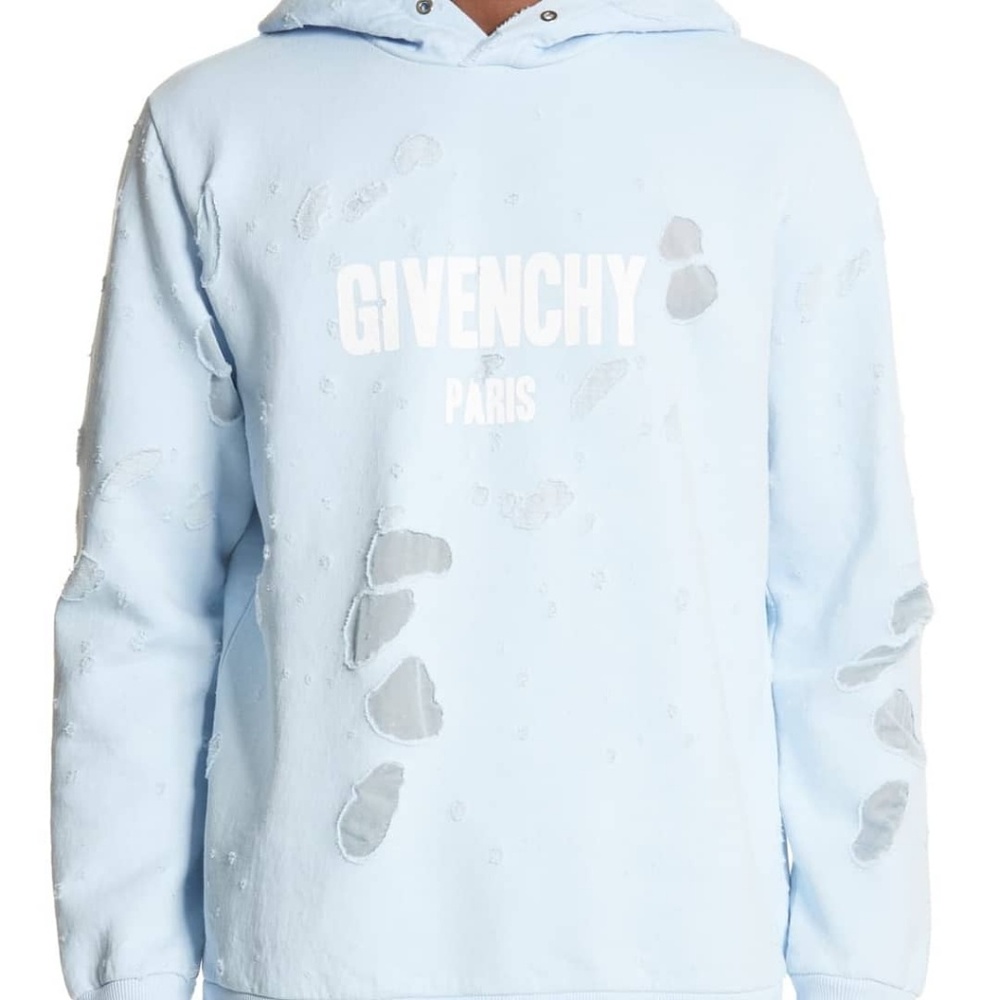 Givenchy blue destroyed hoodie